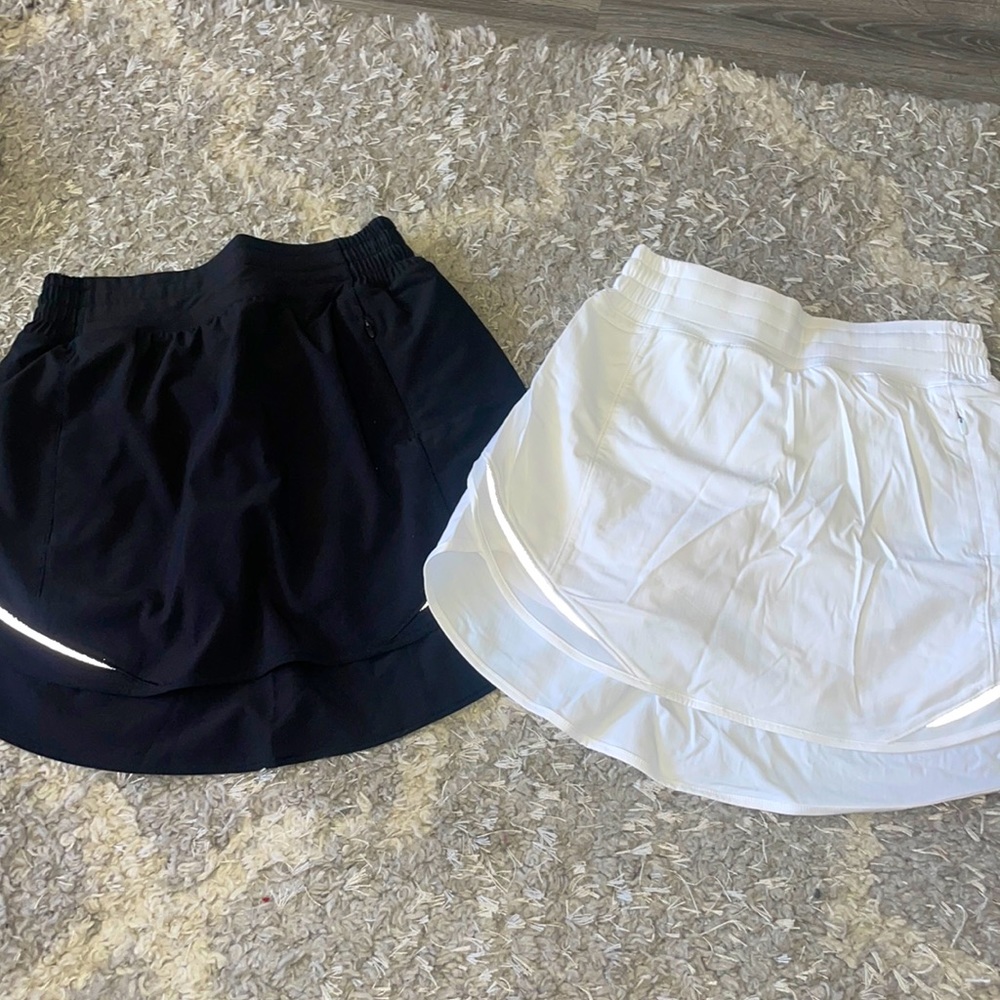 Two Lululemon Hotty Hot High-Rise workout skirt shorts